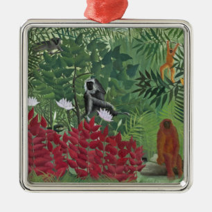 Ornement En Métal Forêt tropicale avec Monkeys, 1910 (huile sur la