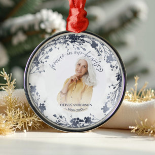 Ornement En Métal Forever In Our Hearts Silver Foil Photo Memorial