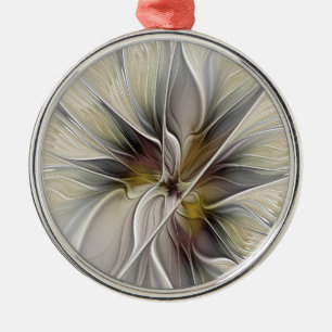 Ornement En Métal Fractal floral, fleur de fantaisie aux couleurs de