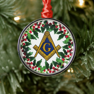 Ornement En Métal Freemason Masonic Noël Wreath Russe