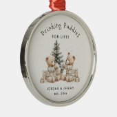Ornement En Métal Funny Personalized Twin Drinking Buddies Christmas (Droite)