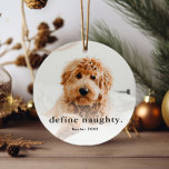 Ornement En Métal Funny Pet 2 Photo Noël<br><div class="desc">Un animal de compagnie amusant photo ornement de Noël avec type simple définir vilain salut sur le devant. Le dos a une deuxième photo. Cliquez sur le bouton Modifier pour customiser cette conception.</div>