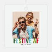 Ornement En Métal Funny Photo Festive de Noël AF (Recto)