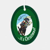 Ornement En Métal Funny Skunk On A Sled It's Christmas! Cartoon (Avant gauche)