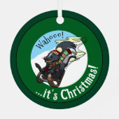 Ornement En Métal Funny Skunk On A Sled It's Christmas! Cartoon (Verso)