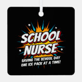 Ornement En Métal Funny Superhero École infirmière appréciation (Verso)