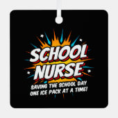 Ornement En Métal Funny Superhero École infirmière appréciation (Recto)
