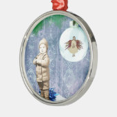 Ornement En Métal Garçon de Noël avec son ange (Gauche)