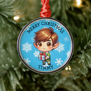 Ornement En Métal Garçon Elf Anime Mignon Noël Personnalisé