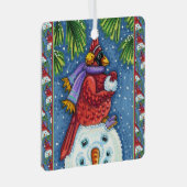 ORNEMENT EN MÉTAL GARDE CARDINAL SNOWMAN, CUTE NOËL REDBIRD (Avant droite)