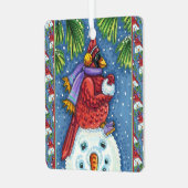 ORNEMENT EN MÉTAL GARDE CARDINAL SNOWMAN, CUTE NOËL REDBIRD (Avant gauche)