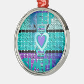 Ornement En Métal Gardez-le simple : Cyan Heart & Clarity Art Motif (Gauche)