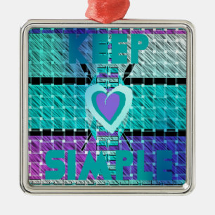 Ornement En Métal Gardez-le simple : Cyan Heart & Clarity Art Motif