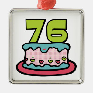 Ornement En Métal Gâteau d'anniversaire de 76 ans