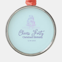 Gâteau d'anniversaire quarante ans joyeux bleu vio