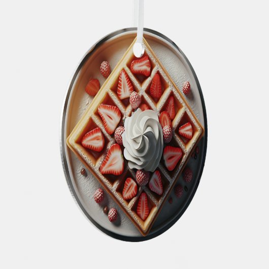 Ornement En Métal gaufres Crème et fraises gaufrées Noël (Avant droite)