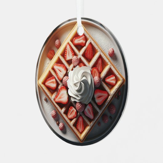 Ornement En Métal gaufres Crème et fraises gaufrées Noël (Avant gauche)