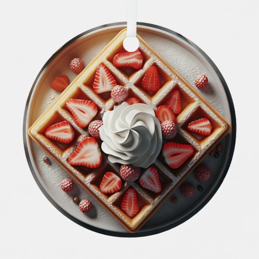Ornement En Métal gaufres Crème et fraises gaufrées Noël (Recto)