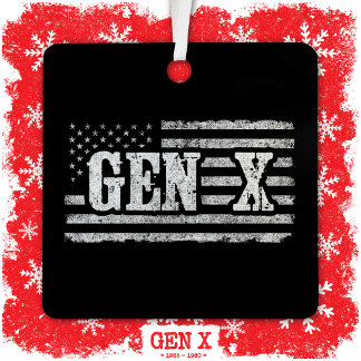Ornement En Métal Génération X American Flag Fier Gen Xer Gen X