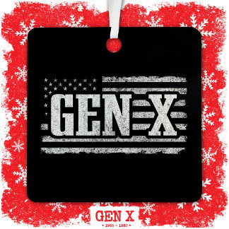 Ornement En Métal Génération X Fier drapeau américain Gen Xer