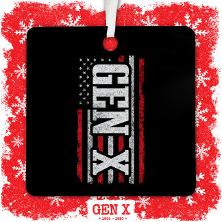 Ornement En Métal Génération X Gen Xer Fier American Flag Gen X