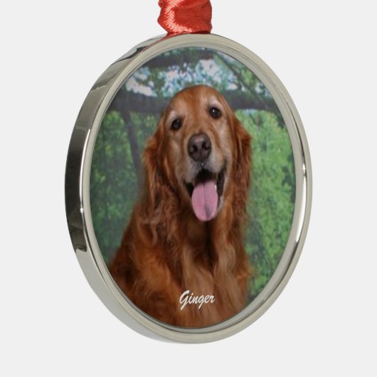 Ornement En Métal Gingembre Golden Retriever Round Orament, Custom (Droite)