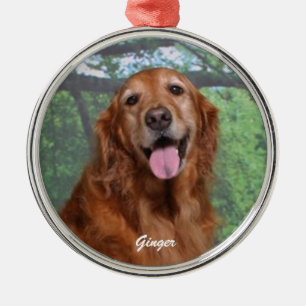 Ornement En Métal Gingembre Golden Retriever Round Orament, Custom