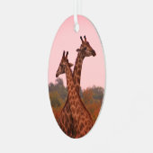 Ornement En Métal Girafe debout dans les mopani avec ciel rose (Avant gauche)
