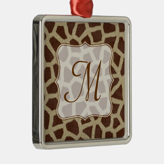 Ornement En Métal Girafe Spot Animal Prin Monogram Initial Ornament (Droite)