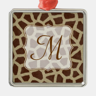 Ornement En Métal Girafe Spot Animal Prin Monogram Initial Ornament