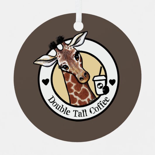 Ornement En Métal Giraffe Café Lover KiniArt ™️ (Recto)