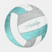 Ornement En Métal girly aqua gris keepsaké volleyball cadeaux (Recto)
