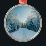 Ornement En Métal Glace et neige | Route d'hiver gelée Russie, Sibér<br><div class="desc">Cette photo Getty Images extraordinaire présente une route d'hiver gelée en Russie,  en Sibérie,  en Altaï,  dans la région d'Ust-Koksenskiy.</div>