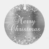 Ornement En Métal Glittery Silver Foil Joyeux Noël (Recto)