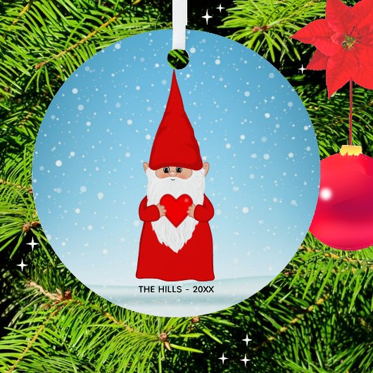 Ornement En Métal Gnome de Noël tenir un coeur