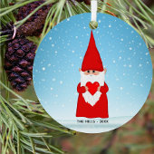 Ornement En Métal Gnome de Noël tenir un coeur