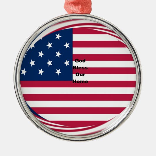 Ornement En Métal God Bless Our Home : USA Flag Swirl Art (Devant)