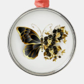 Ornement En Métal Gold flower Butterfly with Black Orchid (Devant)
