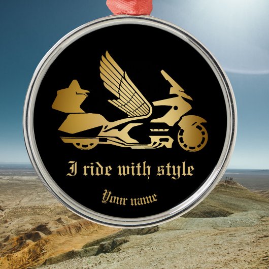 Ornement En Métal Gold Motorcycle Wings médaille Ornament or