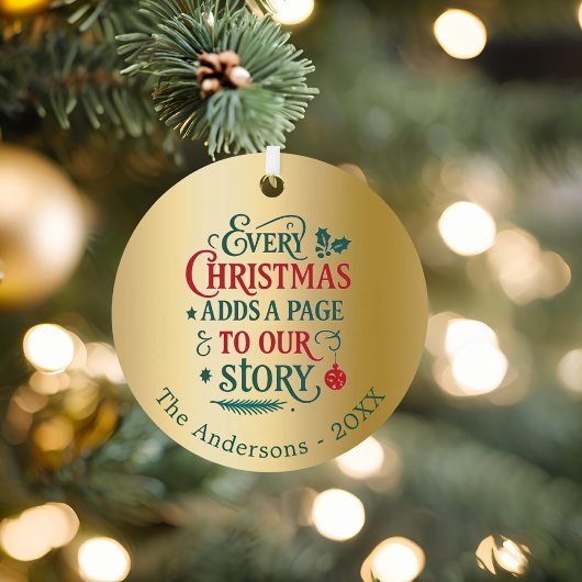 Ornement En Métal Gold rouge vert notre histoire typographie Noël