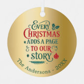 Ornement En Métal Gold rouge vert notre histoire typographie Noël (Recto)