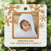 Ornement En Métal Gold Snowflake 2 Photo Chic double face