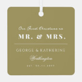 Ornement En Métal Gold Snowflakes Frame Modern Holiday Mariage Photo (Verso)