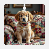 Ornement En Métal Golden Retriever Chien Chien Chien Chien Chien Chi (Recto)