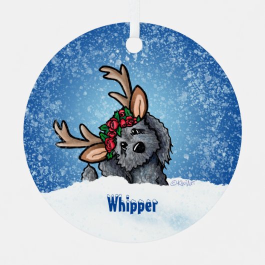 Ornement En Métal Goldendoodle Reindeer Noël (Recto)