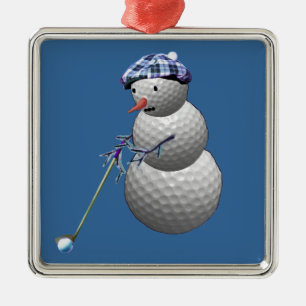 Ornement En Métal Golf Ball Snowman