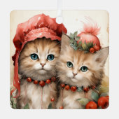 Ornement En Métal Gorgeous Orange Kitten Couple Christmas (Recto)