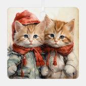 Ornement En Métal Gorgeous Orange Kitten Couple Christmas (Recto)