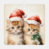 Ornement En Métal Gorgeous Orange Kitten Couple Christmas (Recto)