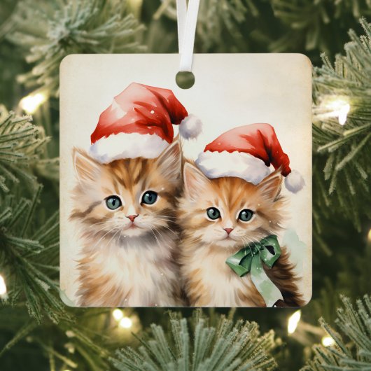 Ornement En Métal Gorgeous Orange Kitten Couple Christmas (Insitu)